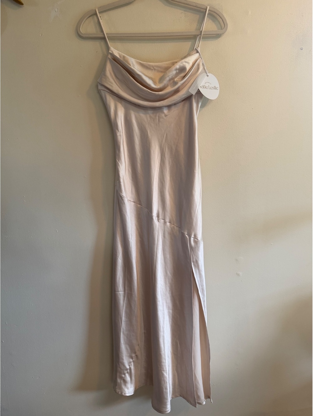Selfie Leslie NEW Satin Slip Dress Cream Size Small